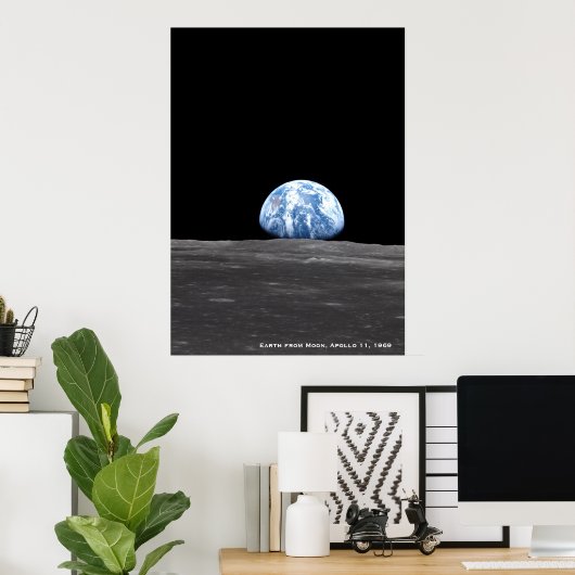 Earth Rising Over Moon, Apollo 11, 1969 Poster (Thuiskantoor)