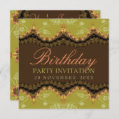 Earth Royal Lace Birthday + alle uitnodigingen voo (Voorkant / Achterkant)
