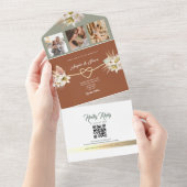 Earth Rustic Fall Wedding All In One Uitnodiging (Afscheurbaar)