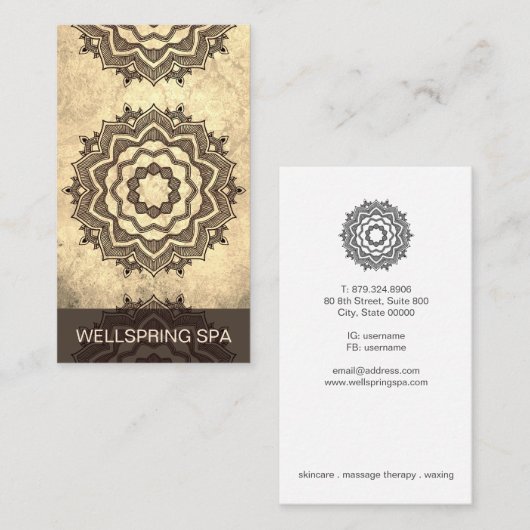 Earth Rustic Mandala Universum Symbool Visitekaartje (Voorkant / Achterkant)