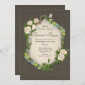 Earth Rustic Moss en Rozen Huwelijksuitnodiging Kaart (Voorkant / Achterkant)