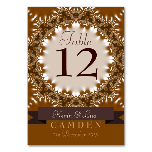 Earth Satin Lace Table Number Kaart (Achterkant)