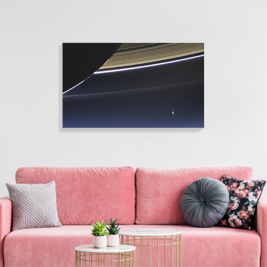 Earth Saturn Poster Canvas Afdruk (Insitu (Woonkamer))