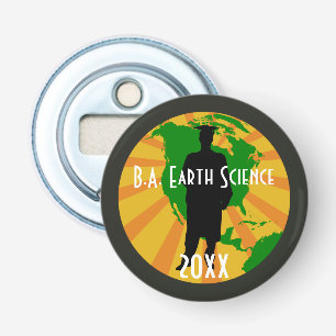 Earth Science Afstuderen badge (mannelijk) Button Flesopener