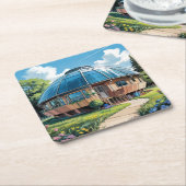 Earth Ship Home Square Onderzetter Set (Schuin)