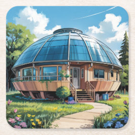 Earth Ship Home Square Onderzetter Set