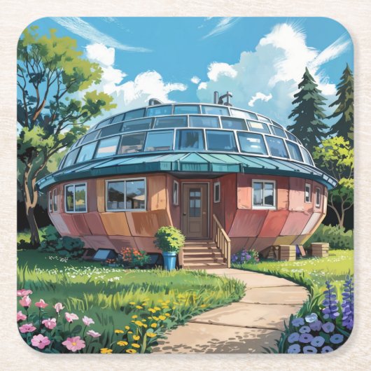 Earth Ship Sustainable Home Onderzetter Set (Voorkant)