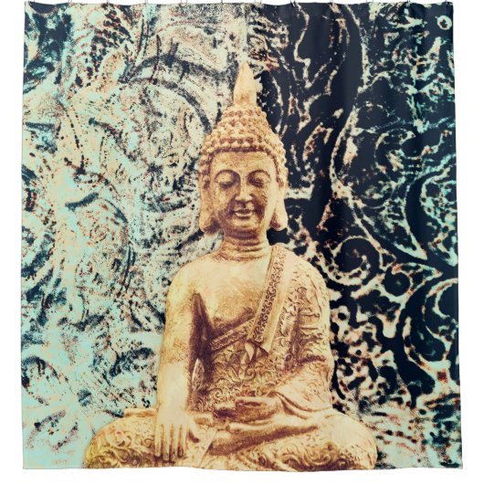 Earth Sitting Buddha Elegant Zen Verlichting Douchegordijn (Voorkant)