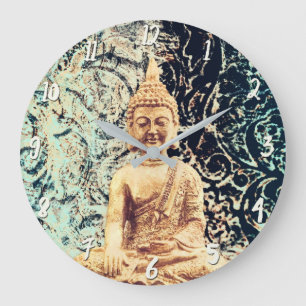 Earth Sitting Buddha Elegant Zen Verlichting Grote Klok