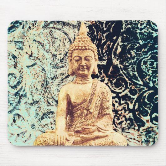 Earth Sitting Buddha Elegant Zen Verlichting Muismat (Voorkant)