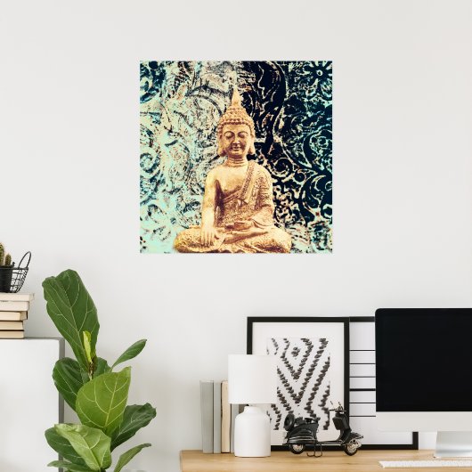 Earth Sitting Buddha Elegant Zen Verlichting Poster (Thuiskantoor)