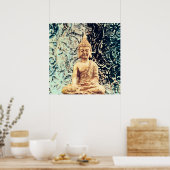 Earth Sitting Buddha Elegant Zen Verlichting Poster (Keuken)