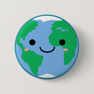 Earth Smiley Face Ronde Button 5,7 Cm