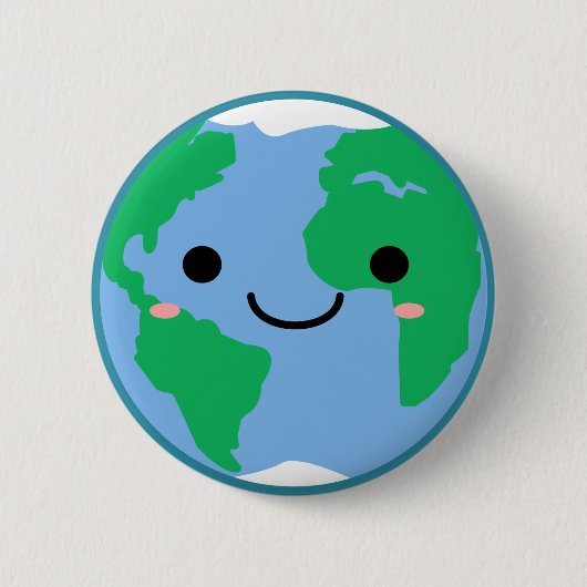 Earth Smiley Face Ronde Button 5,7 Cm (Voorkant)