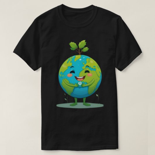 Earth Smiling Cartoon met Plant groeit op de top (Design voorkant)