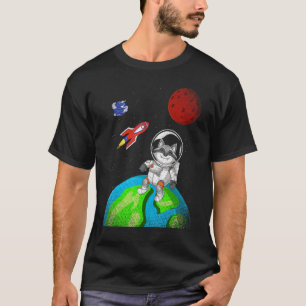 Earth Space Forest Animal Rocket Astronaut Raccoon T-shirt