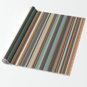 Earth Stripes Midcentury Modern Gift Wrap Cadeaupapier (Uitgerold)