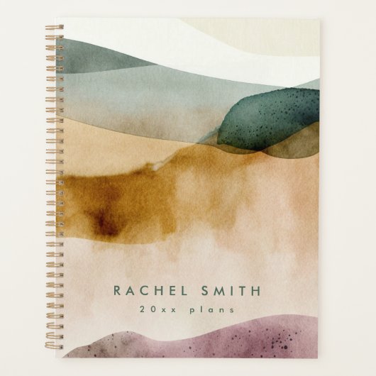 Earth Tone Abstract Beige Esthetisch Gepersonalise Planner (Voorkant)