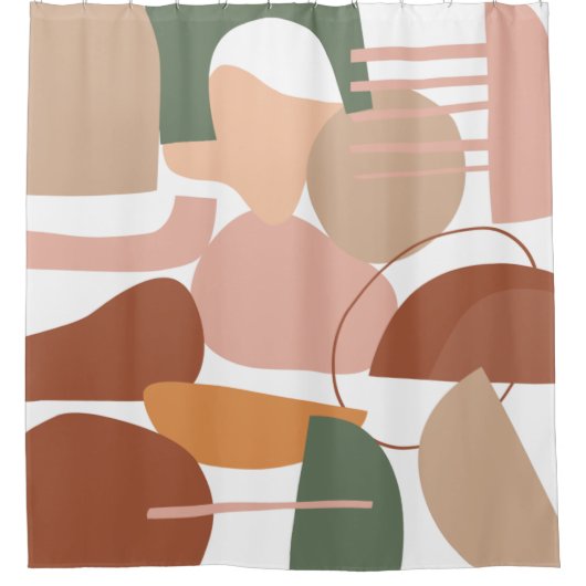 Earth Tone Abstract Pattern Douchegordijn (Voorkant)