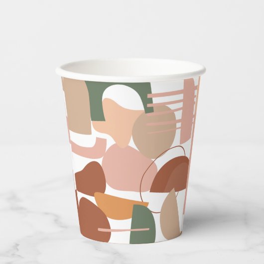 Earth Tone Abstract Pattern Papieren Bekers (Voorkant)