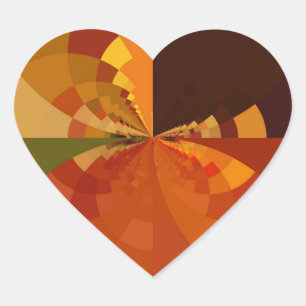 Earth Tone Abstracte Kleurenkunst Print Design Hart Sticker