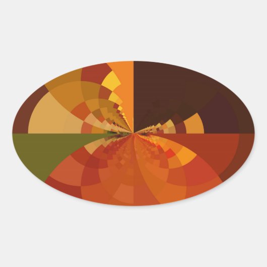 Earth Tone Abstracte Kleurenkunst Print Design Ovale Sticker (Voorkant)