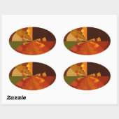 Earth Tone Abstracte Kleurenkunst Print Design Ovale Sticker (Vel)
