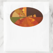 Earth Tone Abstracte Kleurenkunst Print Design Ovale Sticker (Tas)