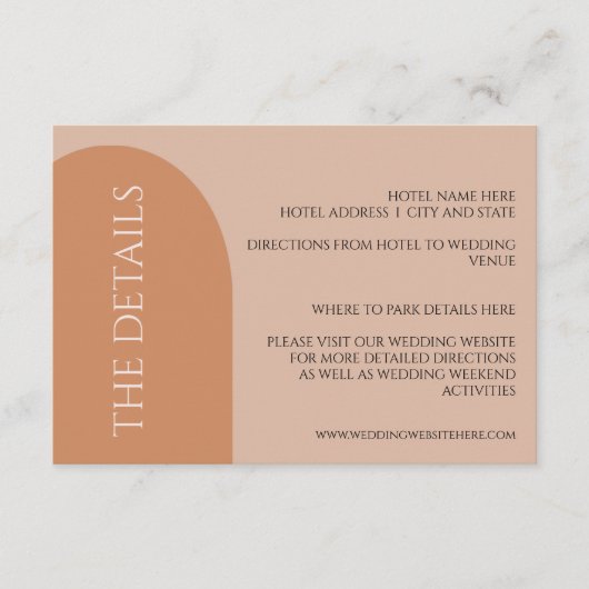 EARTH TONE ARCH WEDDING DETAILS ENCLOSURE CARD INFORMATIEKAARTJE (Voorkant)