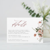 Earth-tone Autumn Floral Wedding Details Card Kaart (Staand voorkant)