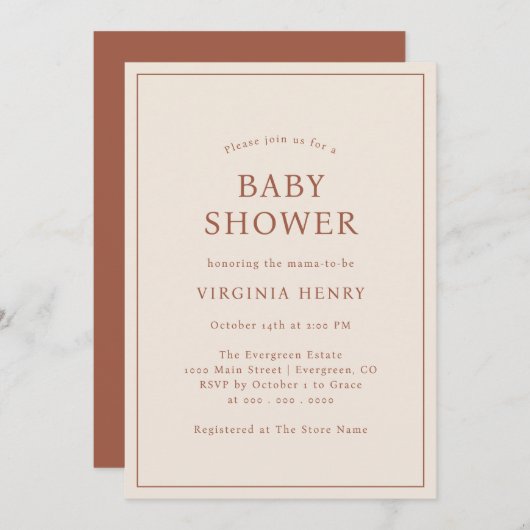 Earth Tone Baby shower uitnodiging (Voorkant / Achterkant)