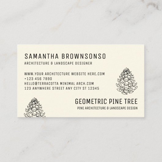 Earth Tone Beige Forest Tree Rustic Pine Cone Visitekaartje (Achterkant)