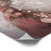 Earth Tone Black Santa met delicate roze bloemen Poster (Hoek)