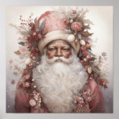 Earth Tone Black Santa met delicate roze bloemen Poster (Voorkant)