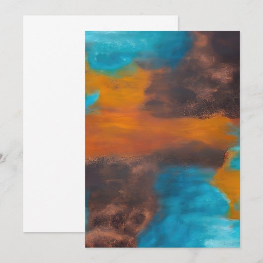 Earth Tone Blues Abstract Kaart (Voorkant / Achterkant)