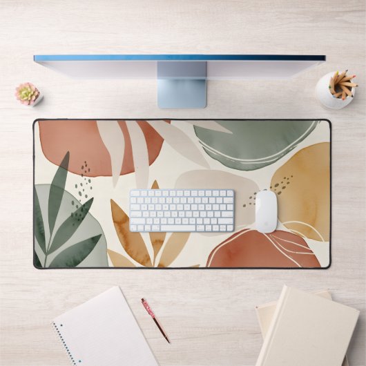 Earth Tone Boho Botanical Abstract Shapes Bureaumat (Kantoor 1)