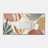 Earth Tone Boho Botanical Abstract Shapes Bureaumat (Keyboard & Muis)