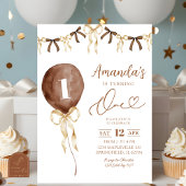 Earth Tone Boho Coquette Ribbon Eerste Verjaardag Kaart