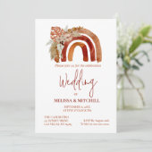 Earth Tone Boho regenboog tropische bruiloft foto Kaart (Staand voorkant)