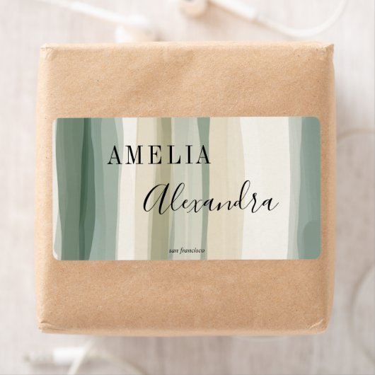 Earth tone Boho Retro Script Abstracte Wavy lijnen Etiket (Insitu)