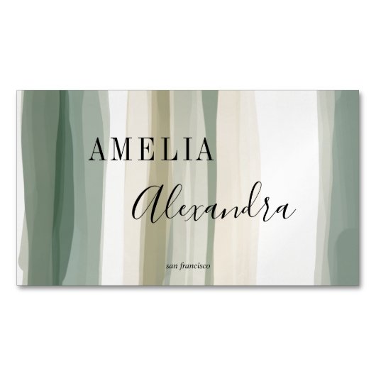 Earth tone Boho Retro Script Abstracte Wavy lijnen Magnetisch Visitekaartje (Voorkant)