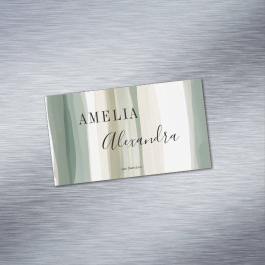 Earth tone Boho Retro Script Abstracte Wavy lijnen Magnetisch Visitekaartje (Voorbeeld)