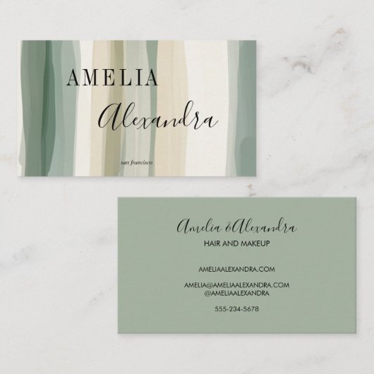 Earth tone Boho Retro Script Abstracte Wavy lijnen Visitekaartje (Voorkant / Achterkant)