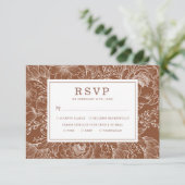 Earth Tone Botanical Floral Wedding RSVP Card Kaart (Staand voorkant)