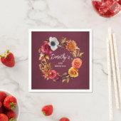 Earth Tone Bourgogne Herfst Flowers 30e verjaardag Servet (Insitu)