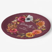 Earth Tone Bourgogne Herfst Flowers 60e geboorteda Papieren Bordje (Gekanteld)