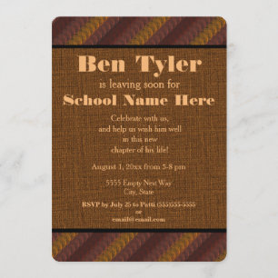 Earth Tone Brown Rust "Off to College" Trunk Party Kaart