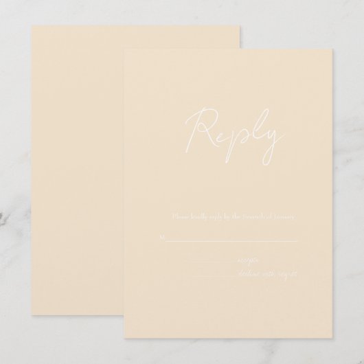 Earth Tone Champagne RSVP Weddenschap Informatiekaartje (Voorkant / Achterkant)