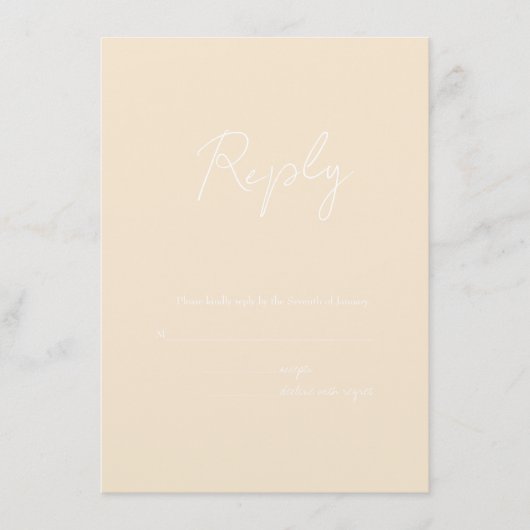 Earth Tone Champagne RSVP Weddenschap Informatiekaartje (Voorkant)