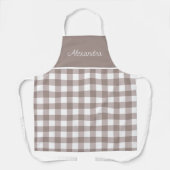 Earth Tone Check Volwassen Gepersonaliseerd Koken Schort (Voorkant)